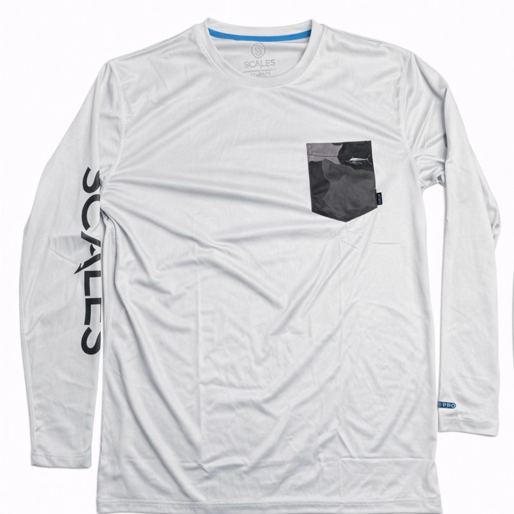 SCALES White Long Sleeve Shirt with Camo Accents